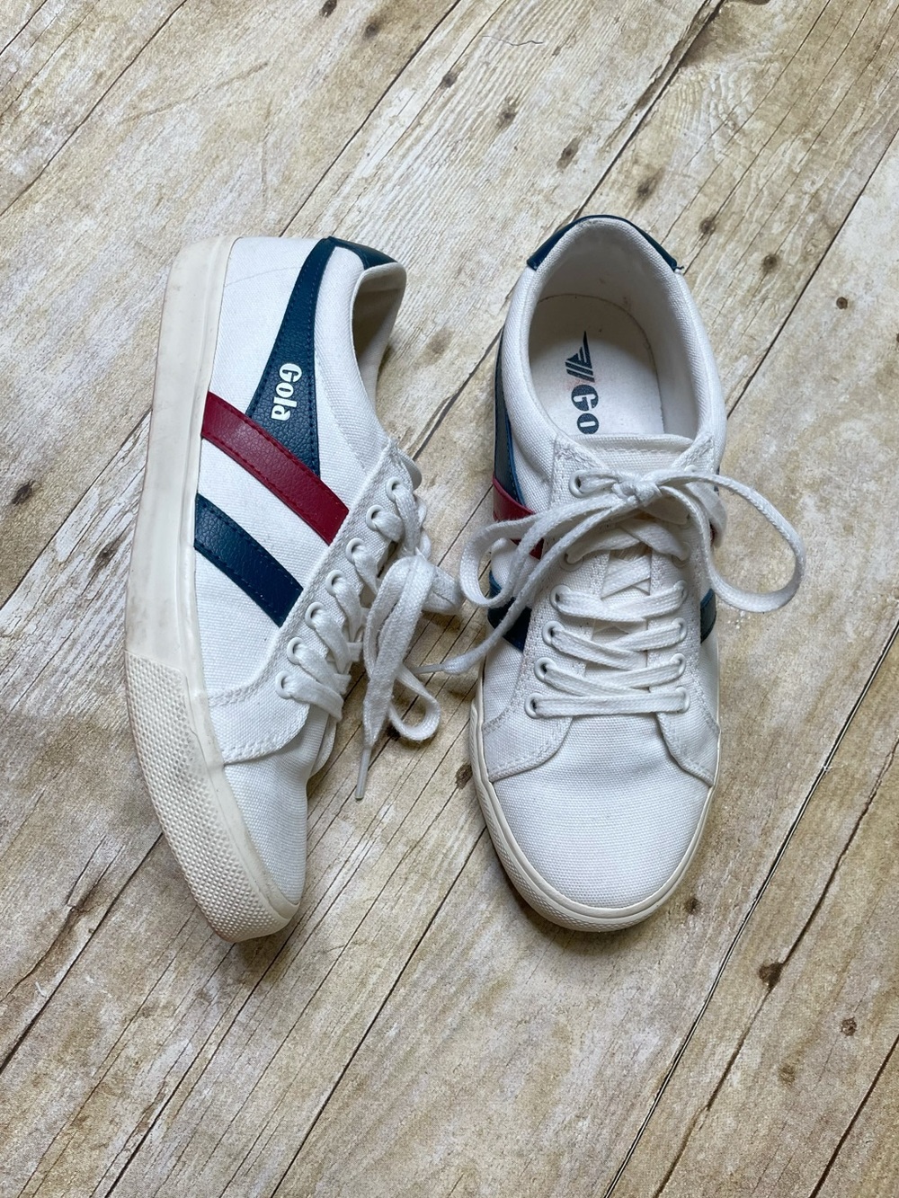 Gola Women’s Varsity Canvas Sneakers white red and blue